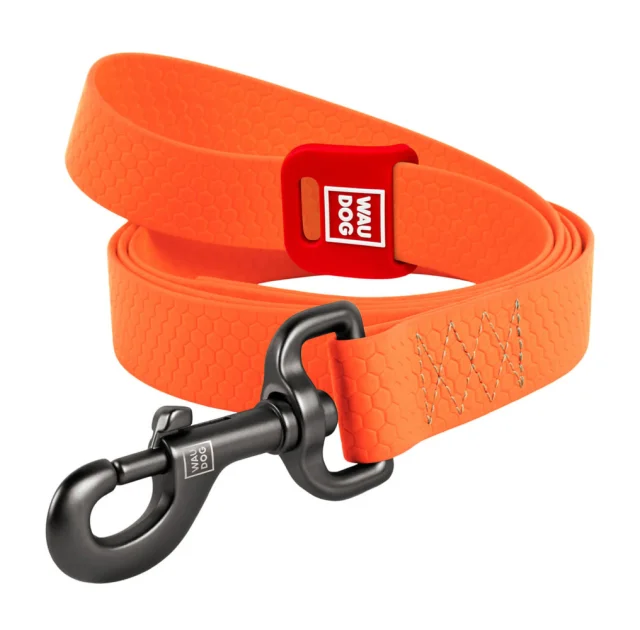 Повідець Waudog Waterproof для собак, водостійкий, розмір M, 20 мм, 122 см, помаранчевий