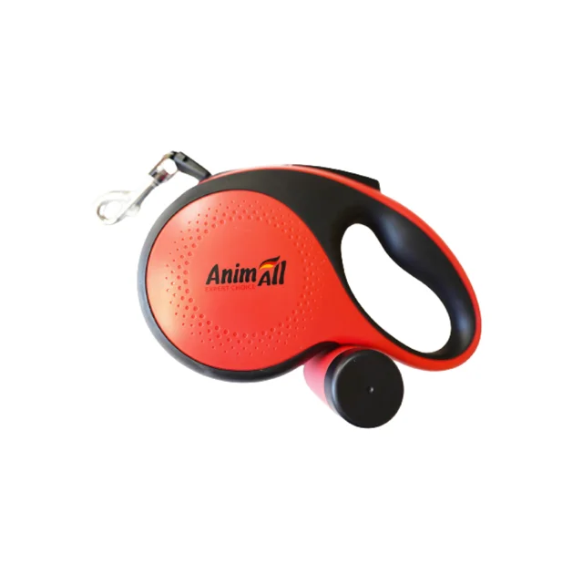 Повідець-рулетка AnimAll з диспенсером, для собак вагою до 15 кг, 3 м, червона