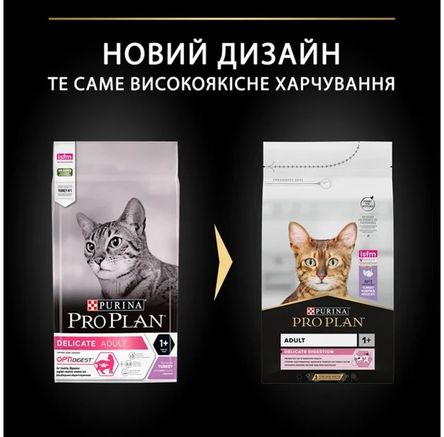 Сухой корм Purina Pro Plan Cat Delicate Turkey для кошек с чувствительным пищеварением, с индейкой, 10 кг