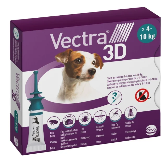 Краплі Ceva Vectra 3D від бліх і кліщів для собак вагою від 4 до 10 кг, 1.6 мл, ціна за 1 піпетку