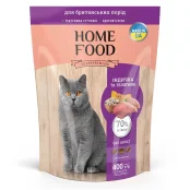 Сухой корм Home Food для взрослых кошек породы Британская короткошерстная, индейка и телятина, 400 г