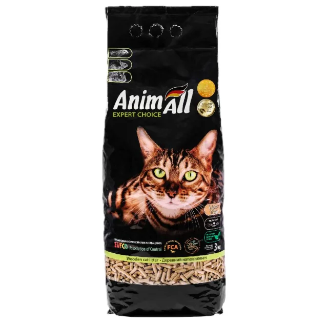 Деревний наповнювач AnimAll для котів, 3 кг