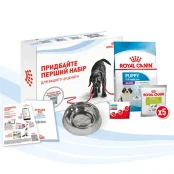 Стартовий набір Royal Canin Giant Puppy для цуценят гігантських порід, миска, мірний стаканчик, щоденник, сухий корм та ласощі, 500 г + 5×50 г