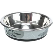 Миска Trixie Stainless Steel Bowl для котів, нержавіюча сталь, гумова кромка, 200 мл, 12 см, синьо-сірий