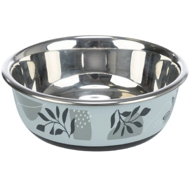 Миска Trixie Stainless Steel Bowl для собак, нержавіюча сталь, гумова кромка, 400 мл, 14 см, синьо-сірий