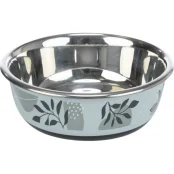 Миска Trixie Stainless Steel Bowl для собак, нержавіюча сталь, гумова кромка, 1.6 л, 21 см, синьо-сірий