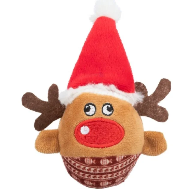 Игрушка Trixie Reindeer для кошек, рождественский олень с погремушкой, плюш, 6×12 см