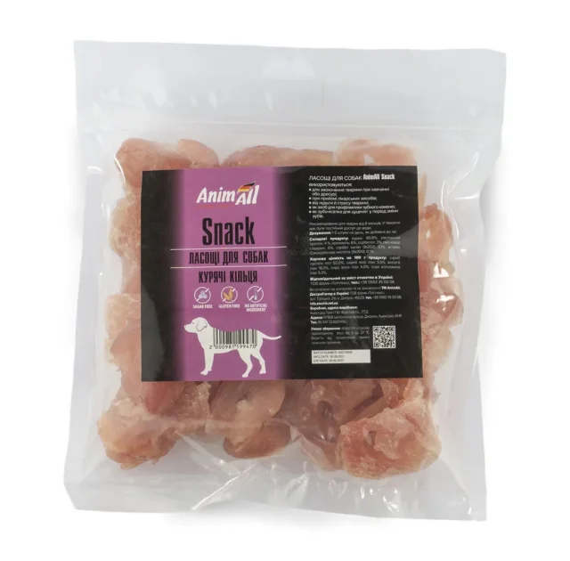 Лакомство AnimAll Snack для собак, куриные кольца, 150 г