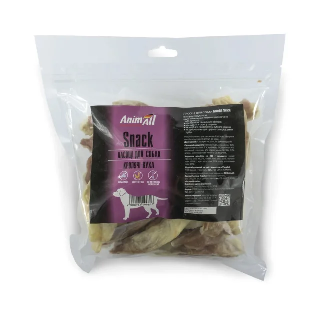 Лакомство AnimAll Snack для собак, уши кролика, с мясом кролика, 150 г