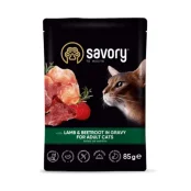 Вологий корм Savory Lamb&Beetroot Gravy Adult Cat для котів, ягня з буряком, у соусі, пауч, 85 г