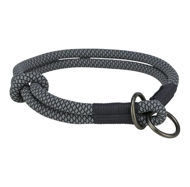 Ошейник-удавка Trixie Soft Rope для собак, размер S-M, 40 см/10мм, черный/серый