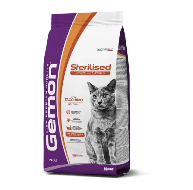 Сухой корм Gemon Cat Sterilised для взрослых стерилизованных кошек, с индейкой, 2 кг