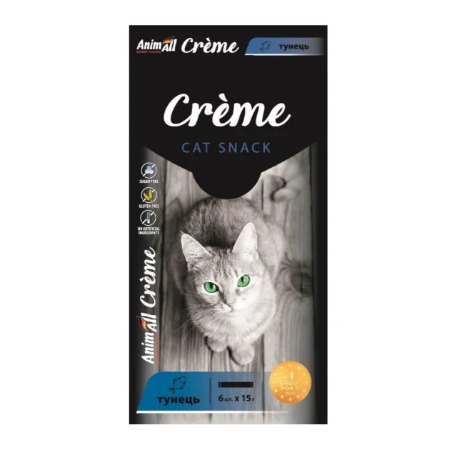 Лакомство AnimAll Сrème для кошек, со вкусом тунец, 6×15 г