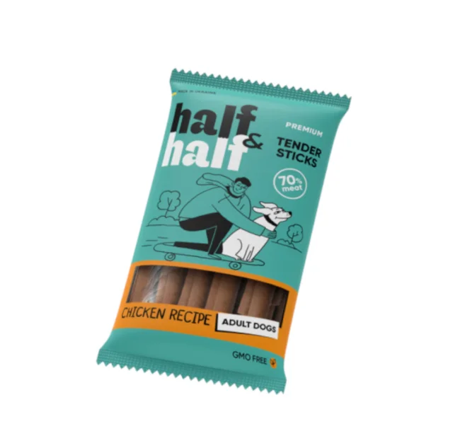 Лакомство Half&Half для собак, в форме мясных палочек, с курицей, 100 г