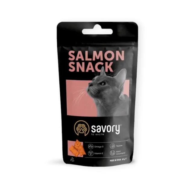 Ласощі Savory Salmon Snack для дорослих вимогливих кішок, з лососем, 60 г