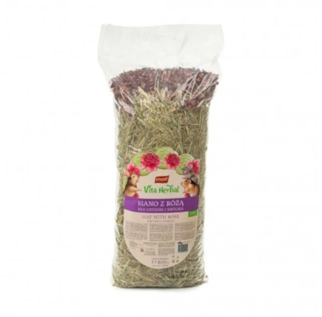 Сіно Vitapol Vita Herbal для гризунів, з пелюстками троянд, 800 г