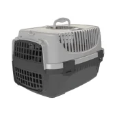 Переноска  Irak Plast PT-100 для котів та собак чорно-сіра, 48×32,5×31 см