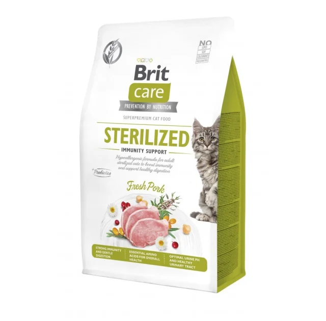 Сухий корм Brit Care Cat GF Sterilized Immunity для стерилізованих котів, свинина, 400 г