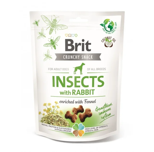 Ласощі Brit Care Crunchy Cracker Insects with Rabbit для собак, для імунітету, комахи і кролик фенхель, 200 г