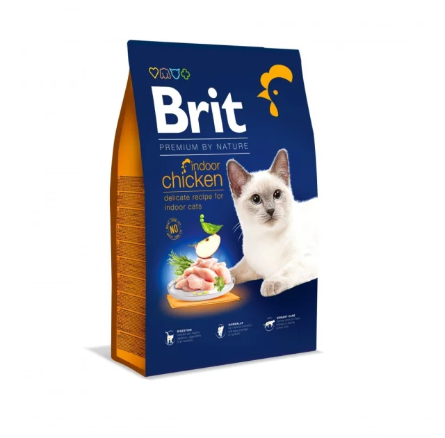 Сухий корм Brit Premium Indoor Chicken для домашніх котів, курка, 8 кг