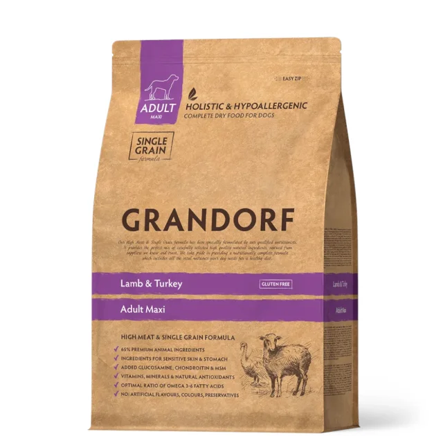 Сухой корм Grandorf Maxi Lamb & Turkey для взрослых собак больших пород от 1 года, с индейкой и ягненком, 10 кг