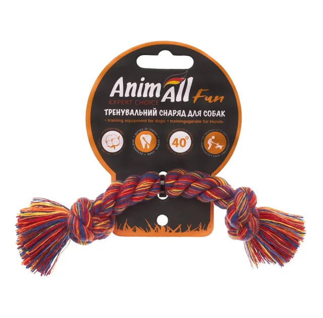 Іграшка AnimAll Fun канат-кістка для собак, різнокольорова, 18 см