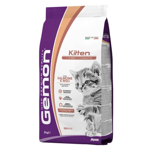 Сухой корм Gemon Cat Kitten для котят, лосось с рисом, 2 кг