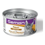 Консерви Gemon Cat Wet Adult м'ясний мус для дорослих котів, курка та свинина, 85 г