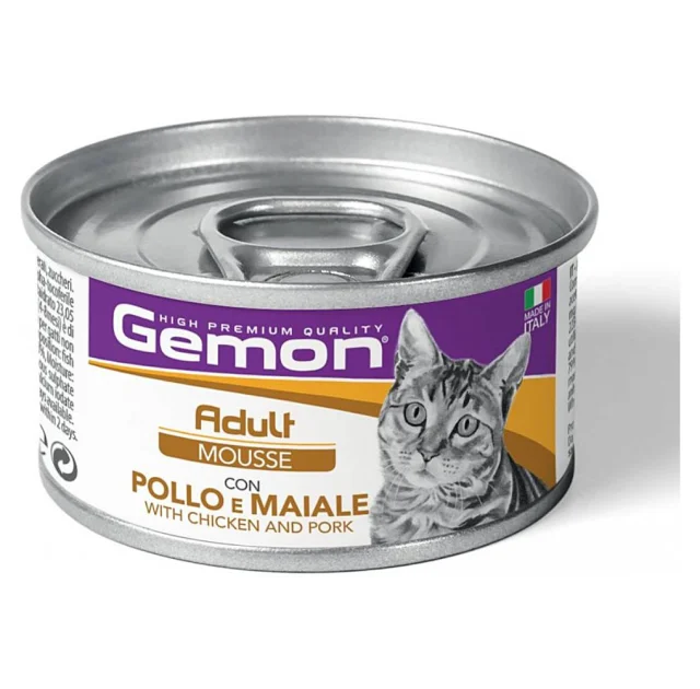 Консервы Gemon Cat Wet Sterilised мясной мусс для стерилизованных кошек, тунец и свинина, 85 г