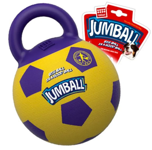Игрушка GiGwi Ball, Мяч футбольный с ручкой для собак, резина, 26 см
