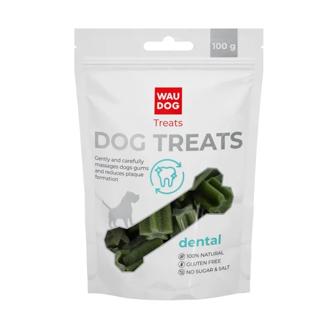 Лакомство Waudog Treats "Стоматологическая палочка со вкусом шпината и ванили" для собак, 100 г