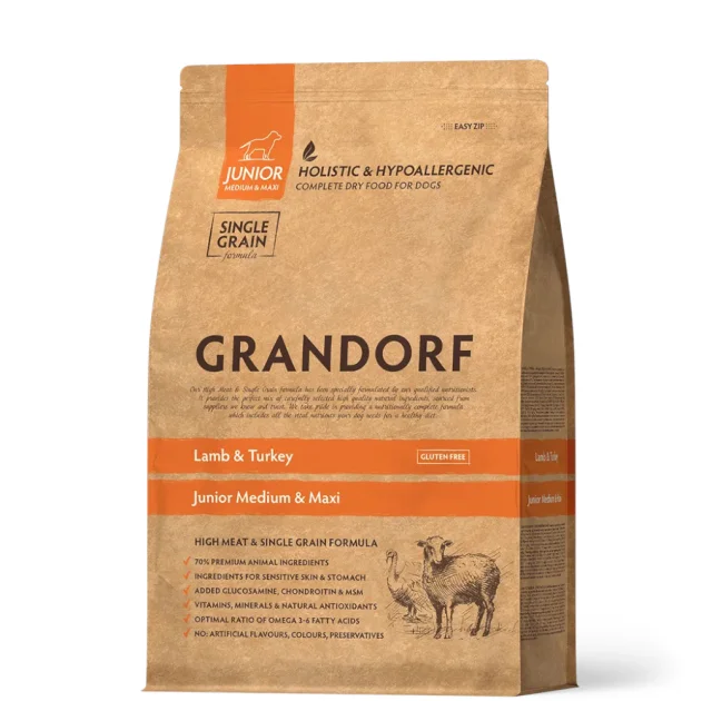 Сухой корм Grandorf Dog Junior Lamb & Turkey для щенков, ягненок и индейка, 10 кг
