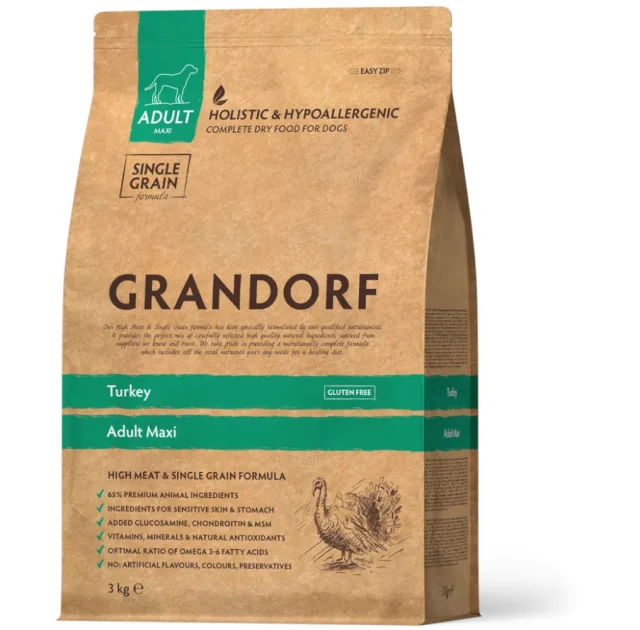 Сухой корм Grandorf Dog Maxi Turkey & Brown Rice для собак крупных пород, индейка, 3 кг