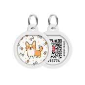 Адресник Waudog Smart ID з QR паспортом малюнок "Коргі" для собак і котів металевий, коло, довжина 30 мм