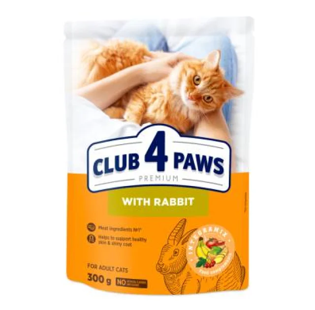 Сухой корм Клуб 4 Лапы Adult Cat Premium для взрослых кошек, с кроликом, 300 г