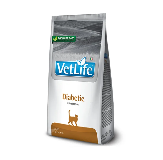 Сухий лікувальний корм Farmina Vet Life Diabetic для котів, контроль рівня глюкози в крові при цукровому діабеті, 2 кг