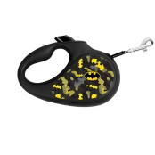 Повідець-рулетка Waudog R-leash для собак, малюнок "Бетмен Візерунок", и світловідбиваюча стрічка, чорний, L, довжина, 5 м, 50 кг