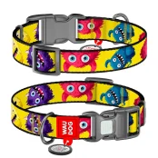 Нашийник Waudog Nylon з QR паспортом для собак нейлоновий, малюнок "Мохнаті монстри",  S, ширина 15 мм, довжина 25-35 см
