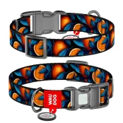 Ошейник Waudog Nylon с QR паспортом для собак нейлоновый, рисунок "Апельсины",  S, ширина 15 мм, длина 25-35 см