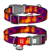 Нашийник Waudog Nylon з QR паспортом для собак нейлоновий , малюнок "Куби 3Д",  S, ширина 15 мм, довжина 25-35 см