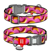 Ошейник Waudog Nylon с QR паспортом для собак нейлоновый, рисунок "Бананы на розовом",  М, ширина 20 мм, длина 28-40 см