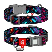 Нашийник Waudog Nylon з QR паспортом для собак нейлоновий , малюнок "Нескінченні світи",  М, ширина 20 мм, довжина 28-40 см
