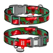 Ошейник Waudog Nylon с QR паспортом для собак нейлоновый, рисунок "Гранаты",  XL, ширина 25 мм, длина 37-58 см