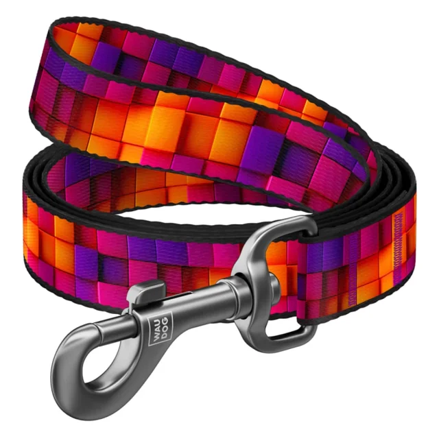 Поводок Waudog Nylon для собак, рисунок "Кубы 3Д", нейлоновый, M, ширина: 20 мм, длина: 122 см