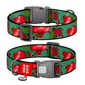 Ошейник Waudog Nylon с QR паспортом для собак, рисунок "Гранаты",  нейлоновый, XXL, ширина 35 мм, длина 46-70 см