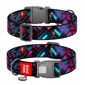 Ошейник Waudog Nylon с QR паспортом для собак, рисунок "Бесконечные миры",  нейлоновый, XXL, ширина 35 мм, длина 46-70 см