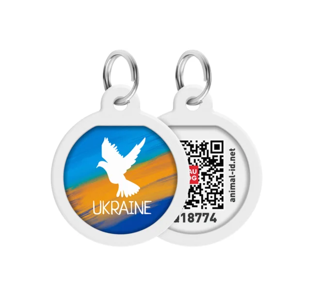 Анресник Waudog Smart ID з QR паспортом для собак та кішок, малюнок "Прапор" коло, 25 мм