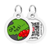 Адресник Waudog Smart ID c QR паспортом для собак і котів, метал, малюнок "Калина", коло, 30 мм