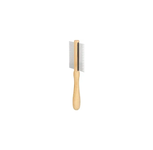 Гребінець двосторонній Flamingo Comb Double Sided Babu для собак, бамбук, 30/19 зубців, 21×7 см