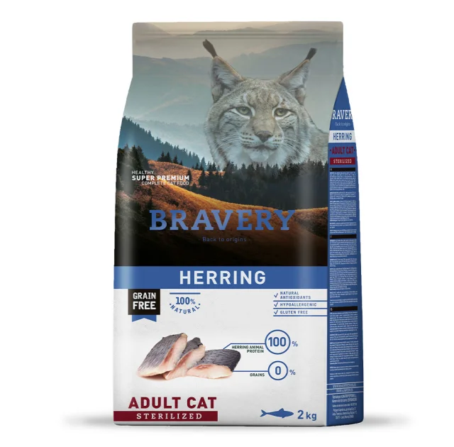 Сухой корм Bravery Herring Adult Cat Sterilized, для кошек, с сельдью, 2 кг